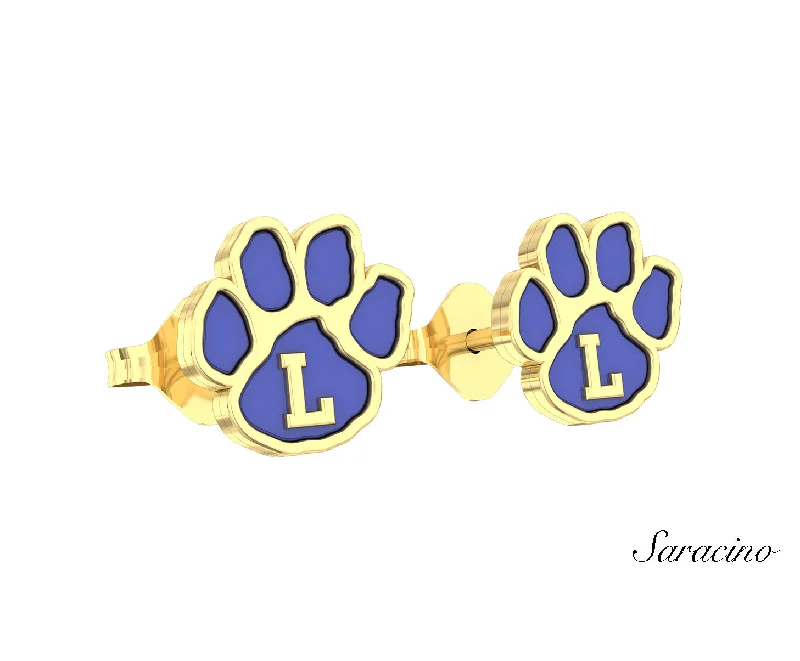 Stud Earrings with Wave Designs -Loyola Enamel Paw Stud Earrings