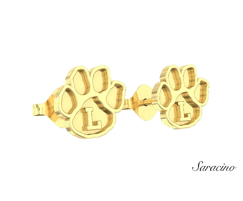 Stud Earrings with Chevron Designs -Loyola Paw Stud Earrings