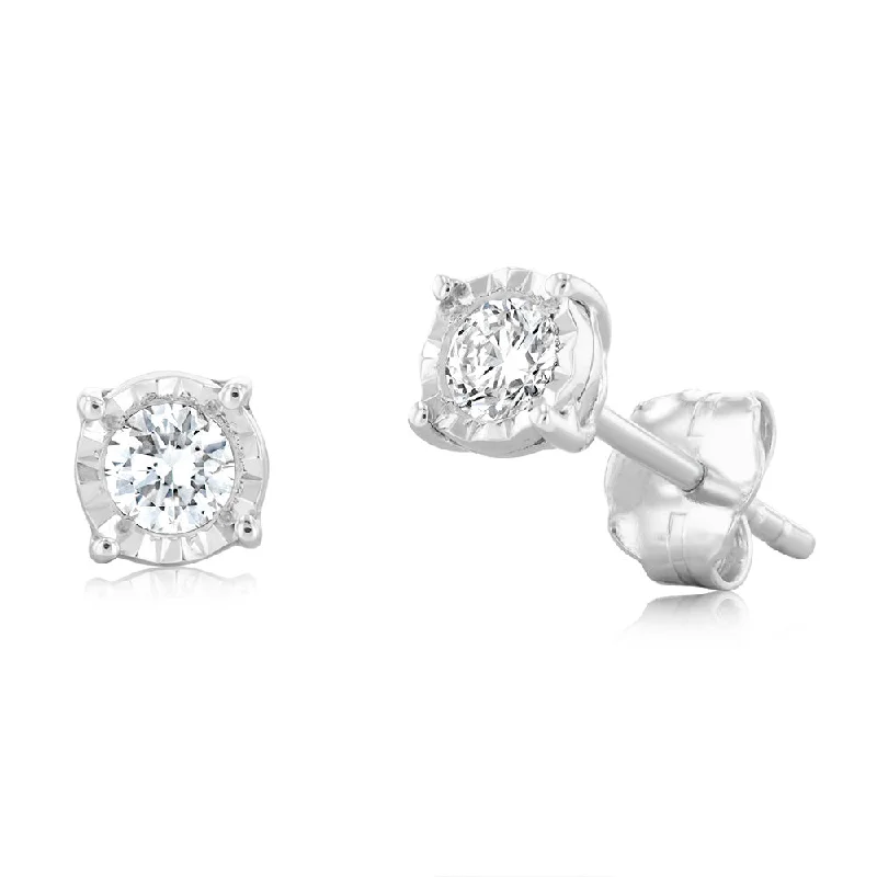 Stud Earrings with Symbolic Elements -Luminesce Lab Grown 1/5 Carat Diamond Stud Earrings In Sterling Silver