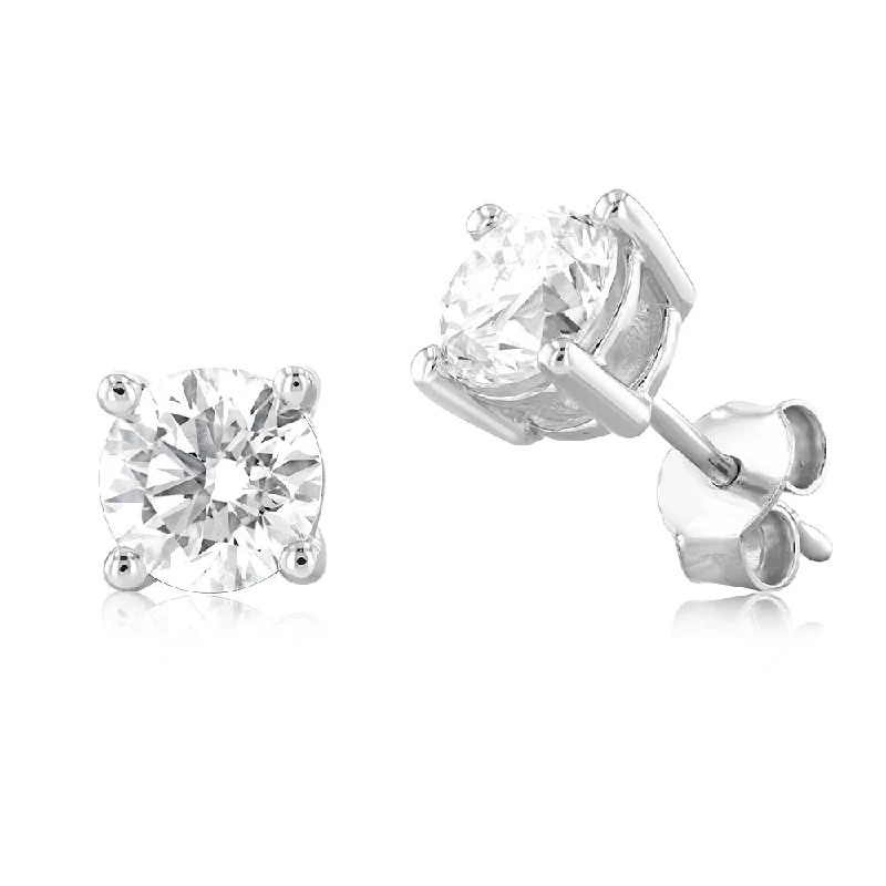 Pearl Stud Earrings for Elegance -Luminesce Lab Grown 2 Carat Solitaire Diamond Stud Earrings in Sterling Silver