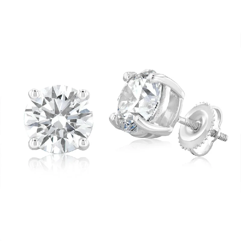 Oval Stud Earrings for Grace -Luminesce Lab Grown 4 Carat Solitaire Diamond Stud Earrings in 14ct White Gold