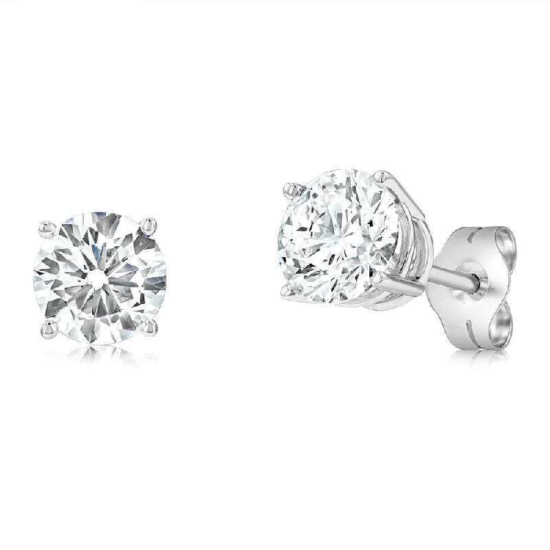 Stud Earrings with Floral Motifs -Luminesce Lab Grown Diamond 1.5 Carat Solitaire Stud Earrings in 14ct White Gold