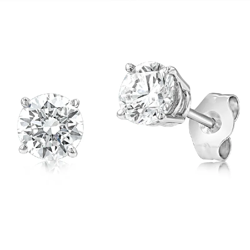 Stud Earrings for Fitness Activities -Luminesce Lab Grown Diamond 1 Carat Solitaire Stud Earrings in 14ct White Gold