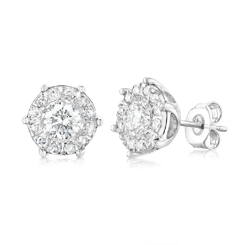 Stud Earrings with Wave Designs -Luminesce Lab Grown Stud Earrings in Carat Diamond Ring in 9ct White Gold