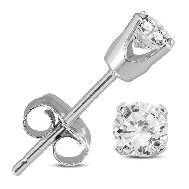 Stud Earrings for Fitness Activities -Marquee 1/4 Carat Diamond Solitaire Stud Earrings in 10K White Gold