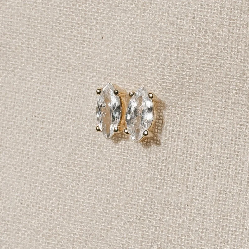 Celtic Stud Earrings with Knotwork -Marquise CZ Stone 14k Gold Prong Stud Earrings