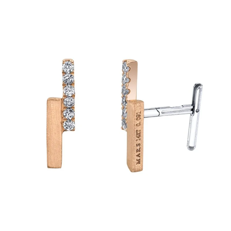 Stud Earrings for Mother's Day -14K Rose Gold 0.09ct. Pave Diamond Geometric Fashion Stud Earrings