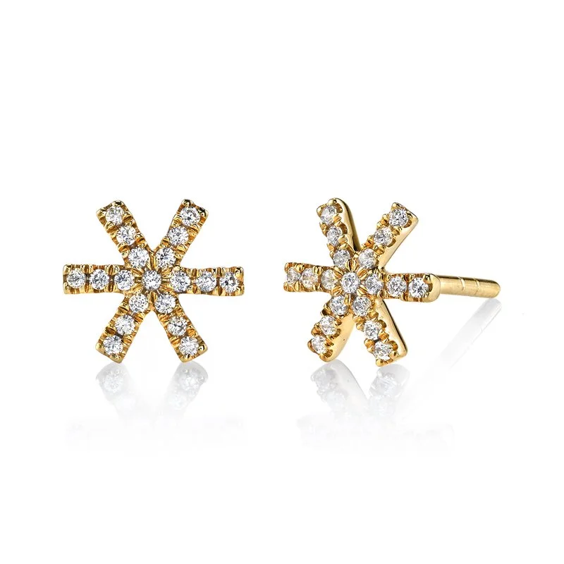 Stud Earrings for Valentine's Day -14K Yellow Gold 0.20ct. Diamond Starburst Stud Earrings