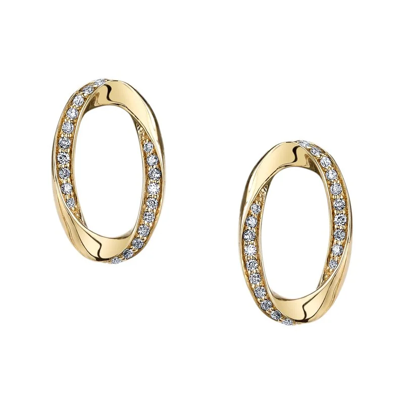 Stud Earrings for Birthday Celebration -14K Yellow Gold 0.20ct. Diamond Twist Contrasting Stud Earrings