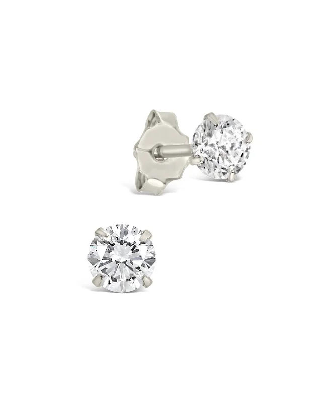 Diamond Stud Earrings for Luxury -Men's Sterling Silver Everyday CZ Stud Earrings