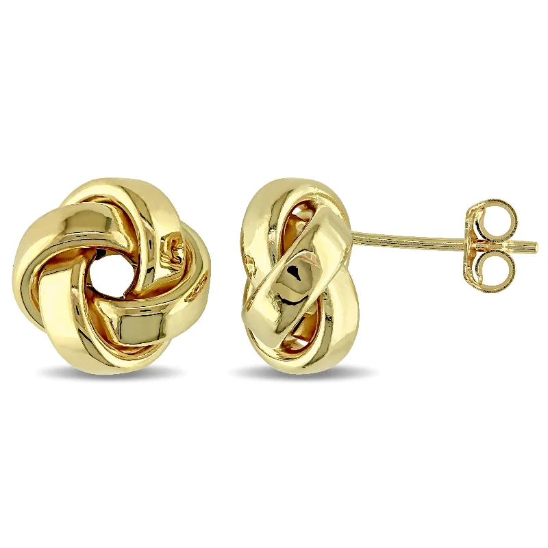 Lead Free Stud Earrings for Health -Miadora 10k Yellow Gold Love Knot Stud Earrings