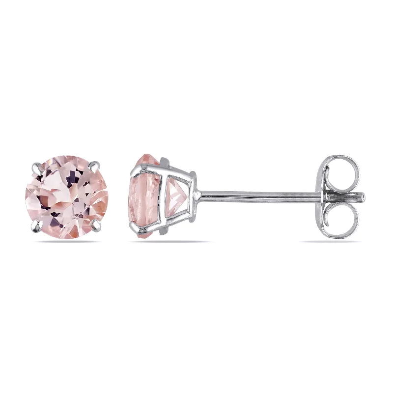 Stud Earrings for Bridesmaids Look -Miadora 14k White Gold 1ct TGW Morganite Stud Earrings