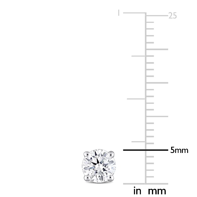 Round Stud Earrings for Classic -Miadora 1ct DEW Moissanite Solitaire Stud Earrings in 10k White Gold - 5 mm x 5 mm x 4.7 mm