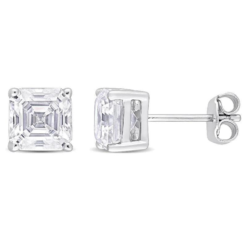 Nickel Free Stud Earrings for Safety -Miadora 3ct DEW Octagon Asscher Created Moissanite Stud Earrings Sterling Silver