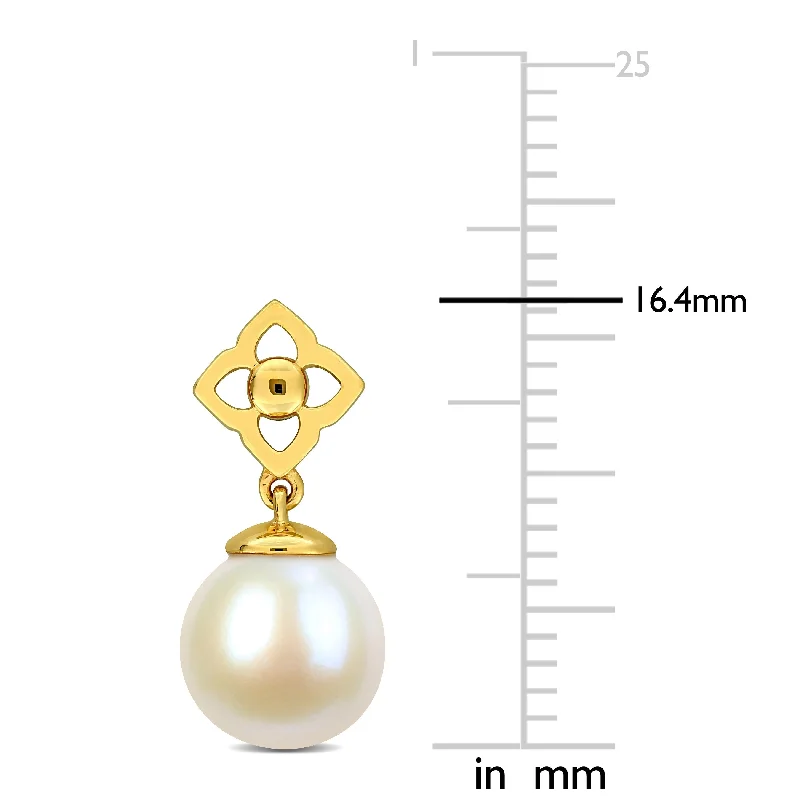 Geometric Stud Earrings for Trend -Miadora 7-7.5mm Cultured Freshwater Pearl Stud Earrings 14k Yellow Gold