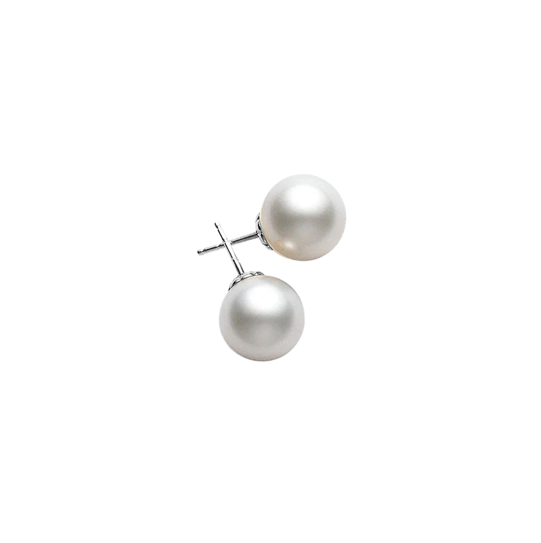 Crystal Stud Earrings for Sparkle -Mikimoto White South Sea Pearl 10mm Stud Earrings