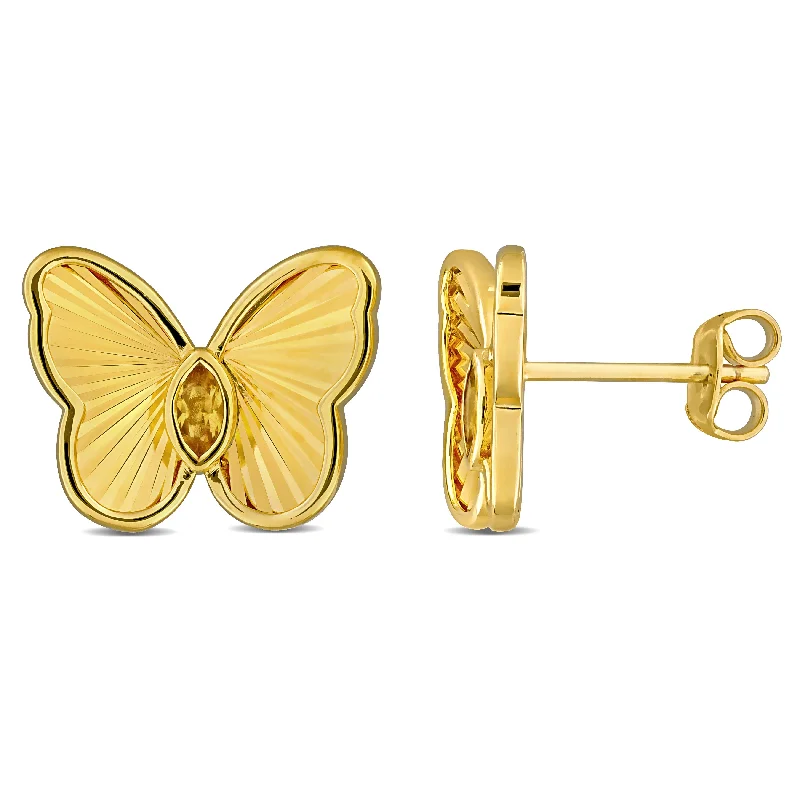 Stud Earrings with Rhinestones -Mimi & Max 1/4ct TGW Marquise-Cut Citrine Butterfly Stud Earrings Yellow Silver