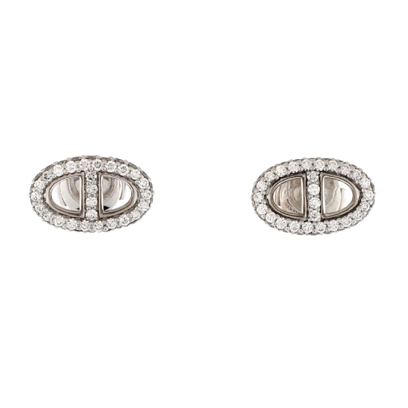 Stud Earrings for Gym Workout -New Farandole Stud Earrings 18K White Gold and Diamonds