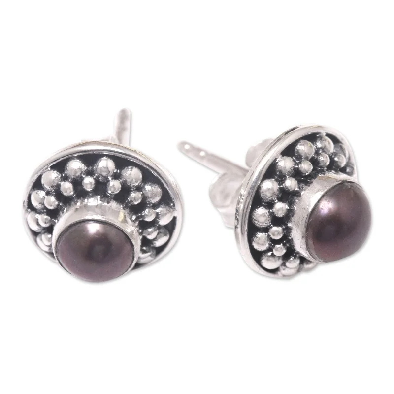 Leverback Stud Earrings for Comfort -Novica Handmade Magical Glam Cultured Pearl Stud Earrings