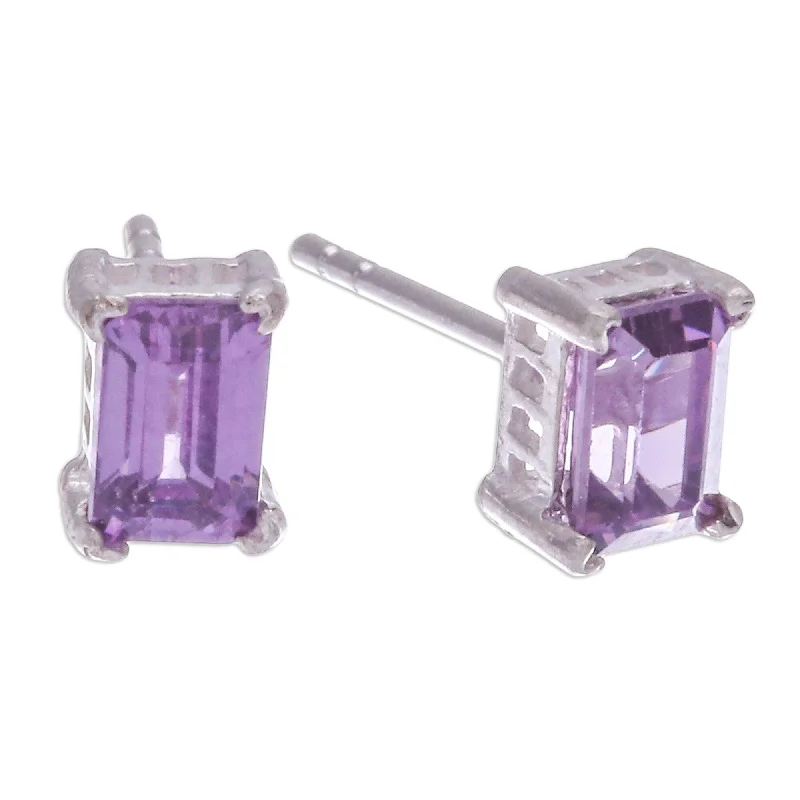 Contemporary Stud Earrings for Fashion -Novica Handmade Purple Baroness Amethyst Stud Earrings