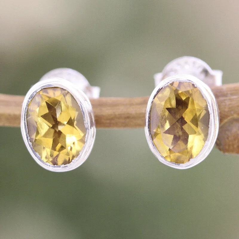 Adjustable Stud Earrings for Custom Fit -Novica Handmade Solar Duet Citrine Stud Earrings