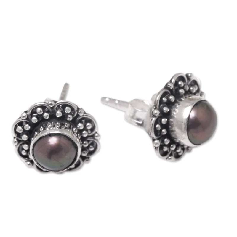 Nickel Free Stud Earrings for Safety -Novica Handmade Summer Bloom Cultured Pearl Stud Earrings