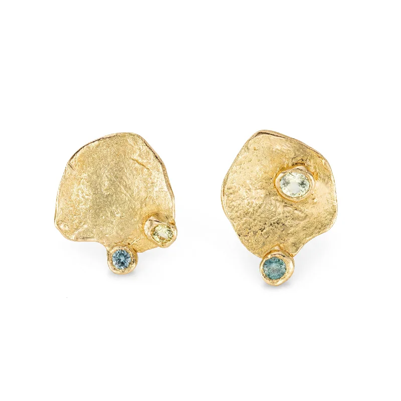 Contemporary Stud Earrings for Fashion -Ocean Pool Sapphire Stud Earrings