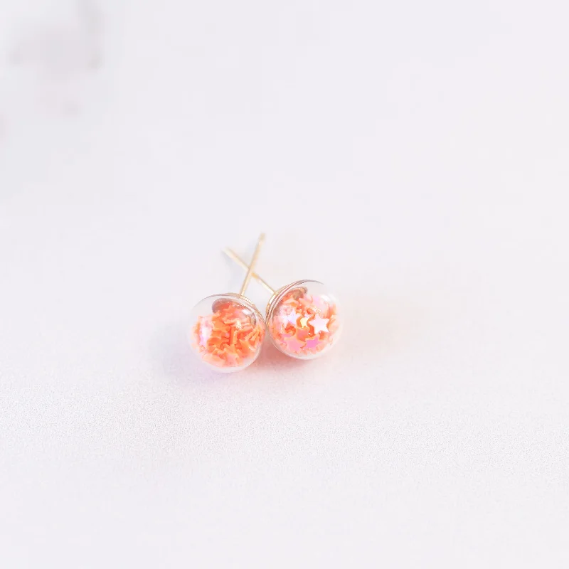 Stud Earrings with Rhinestones -Orange | Mini Star Confetti Stud Earrings