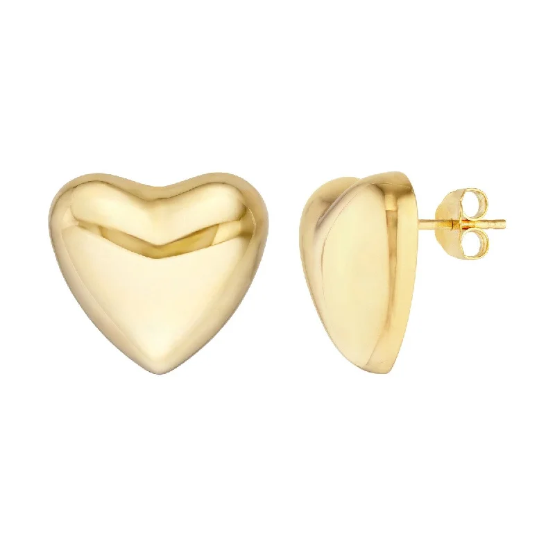 Stud Earrings with Debossed Designs -Puffed Heart Stud Earrings