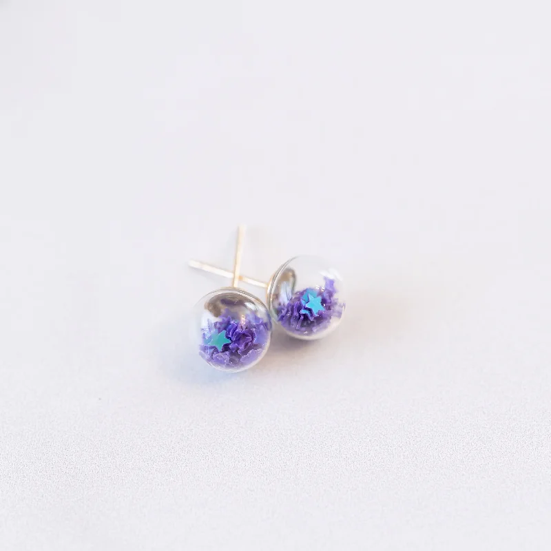 Celtic Stud Earrings with Knotwork -Purple | Mini Star Confetti Stud Earrings