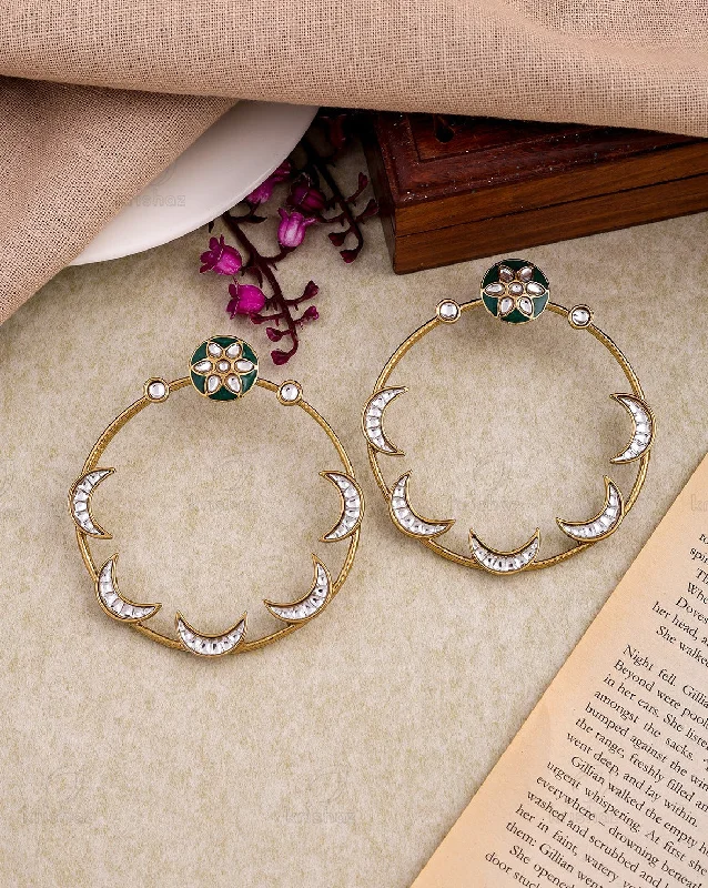 Stud Earrings with Floral Motifs -Raina Kundan Stud Earrings - RANG