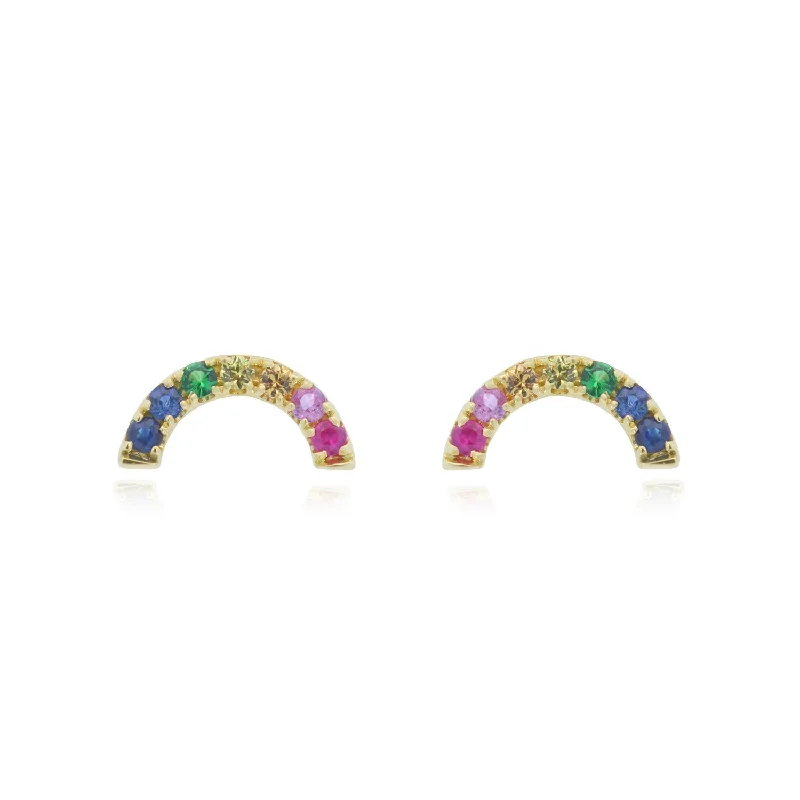 African Stud Earrings with Culture -Rainbow Gemstone Stud Earrings