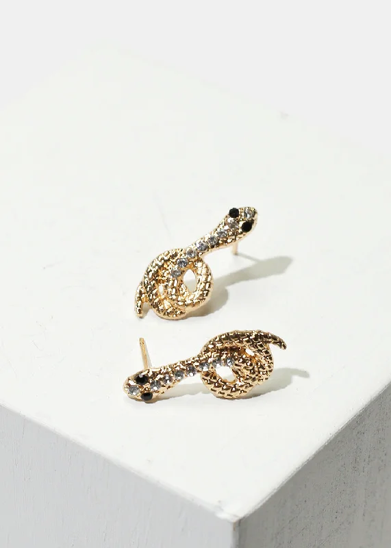 Stud Earrings with Gemstones and Beads -Rhinestone Snake Stud Earrings