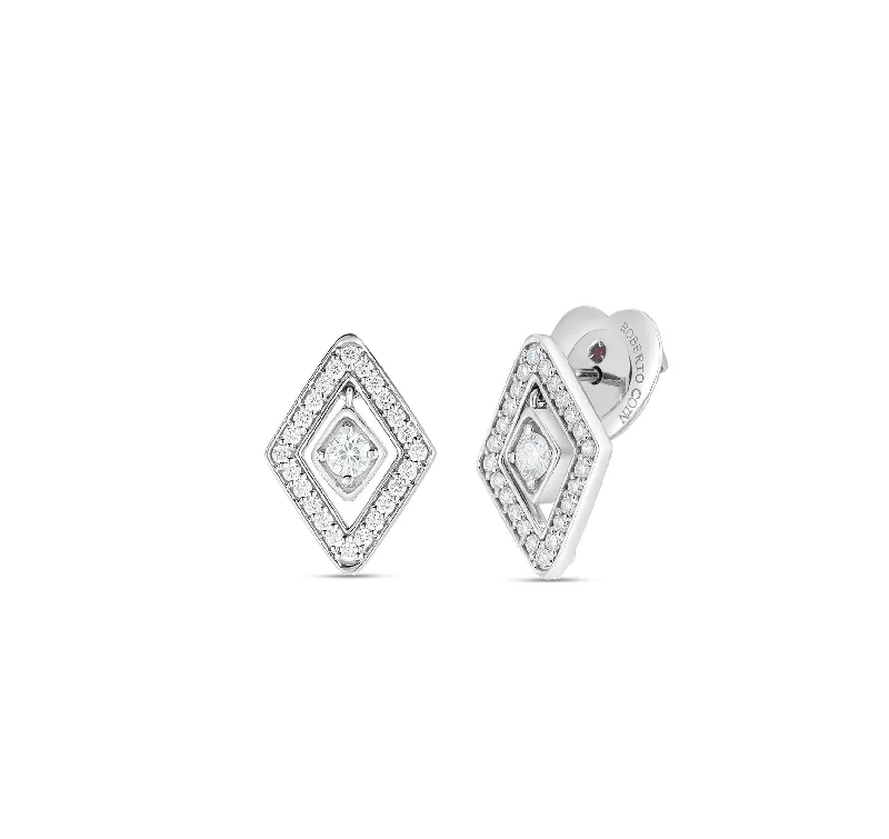 Stud Earrings for Formal Attire -Roberto Coin Diamante White Gold Diamond Stud Earrings