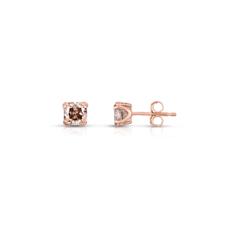 Celtic Stud Earrings with Knotwork -Sabel Collection Rose Gold Fancy Diamond Stud Earrings