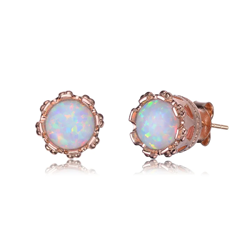 Stud Earrings for Birthday Celebration -Rose Gold Plated Multi Colored Cubic Zirconia Stud Earrings