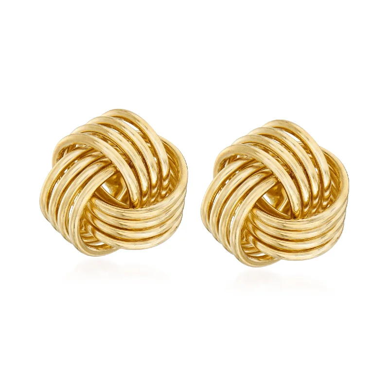 Stud Earrings with Symbolic Elements -Ross-Simons 14kt Yellow Gold Love Knot Stud Earrings