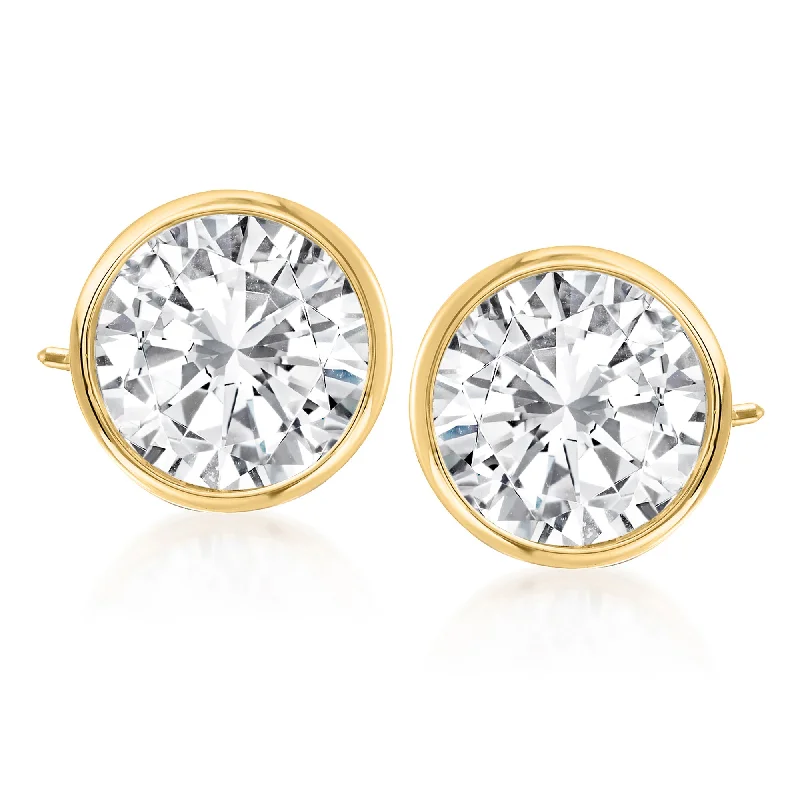 Small Stud Earrings for Delicate -Ross-Simons Bezel-Set CZ Stud Earrings in 14kt Yellow Gold