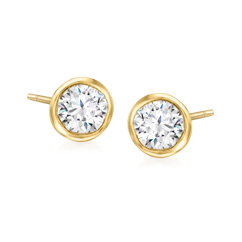 Contemporary Stud Earrings for Fashion -Ross-Simons Bezel-Set Diamond Stud Earrings in 14kt Yellow Gold