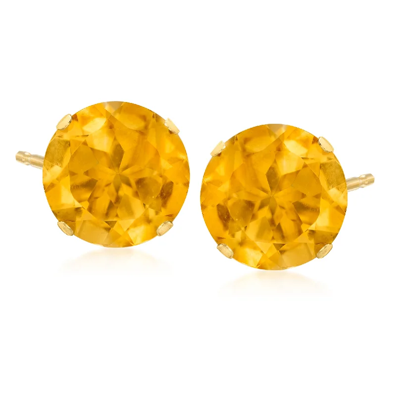 Stud Earrings with Crystals -Ross-Simons Citrine Stud Earrings in 14kt Yellow Gold