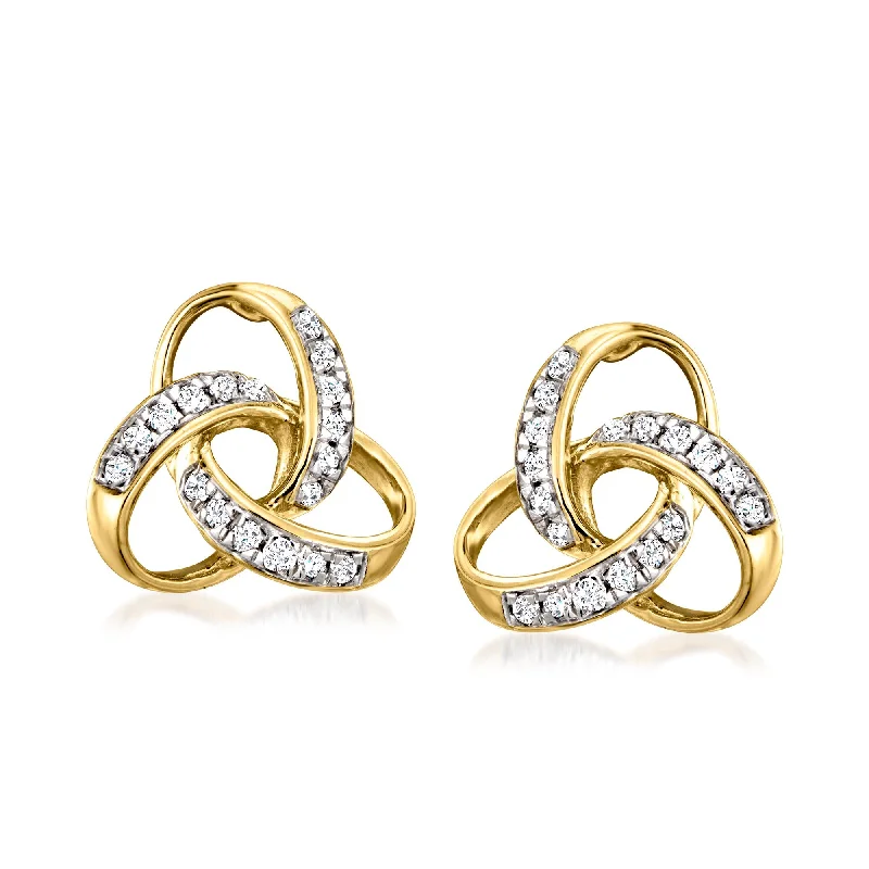 Lightweight Stud Earrings for All Day -Ross-Simons Diamond Celtic Knot Stud Earrings in 14kt Yellow Gold