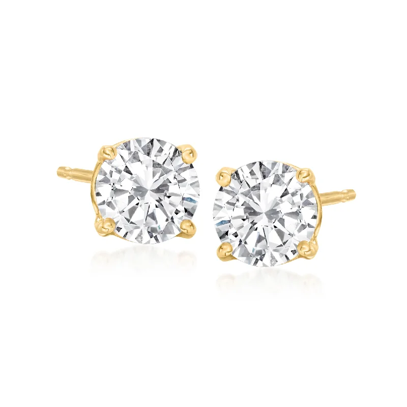 Nickel Free Stud Earrings for Safety -Ross-Simons Diamond Stud Earrings in 14kt Yellow Gold