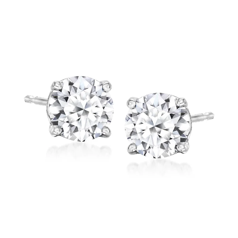 Stud Earrings for Work Attire -Ross-Simons Lab-Grown Diamond Stud Earrings in 14kt White Gold