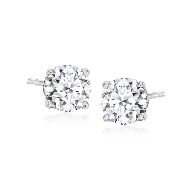 Clip On Stud Earrings for Non Pierced -Ross-Simons Lab-Grown Diamond Stud Earrings in 14kt White Gold