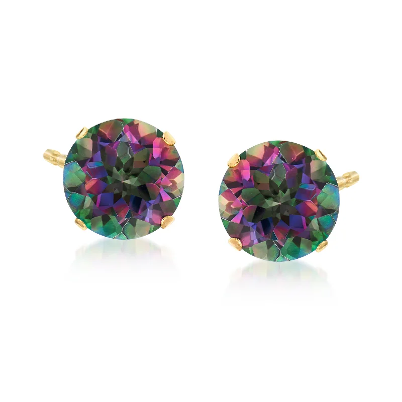 Stud Earrings for Engagement Party -Ross-Simons Mystic Topaz Stud Earrings in 14kt Yellow Gold