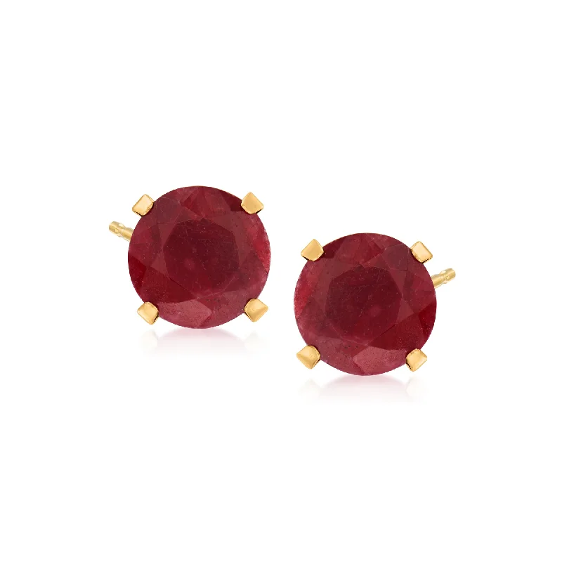 Vintage Stud Earrings with Patina -Ross-Simons Ruby Martini Stud Earrings in 14kt Yellow Gold