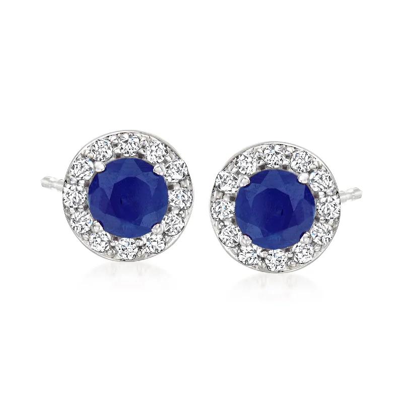 Minimalist Stud Earrings with Simplicity -Ross-Simons Sapphire and . Diamond Stud Earrings in 14kt White Gold