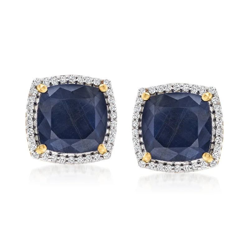 Leverback Stud Earrings for Comfort -Ross-Simons Sapphire and . Diamond Stud Earrings in 14kt Yellow Gold