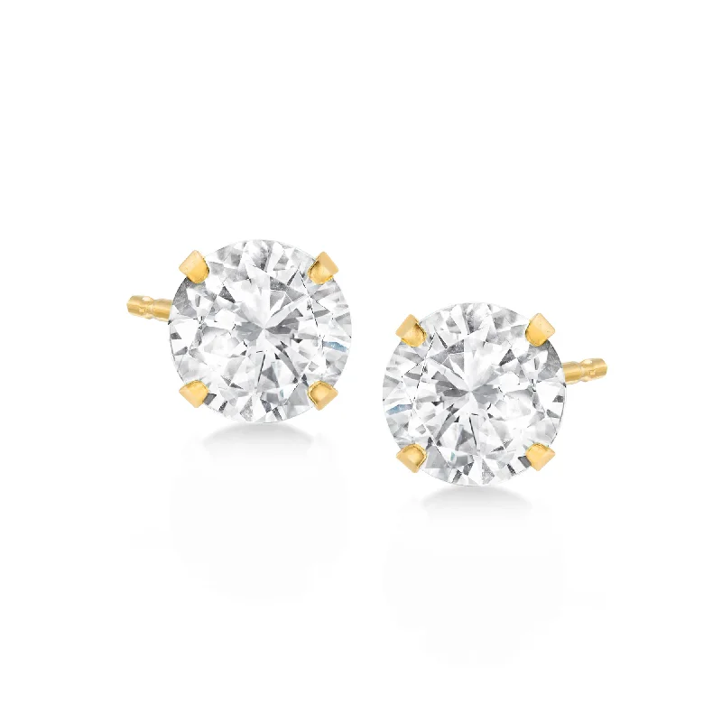 Stud Earrings for Wedding Ceremony -Ross-Simons White Topaz Martini Stud Earrings in 14kt Yellow Gold