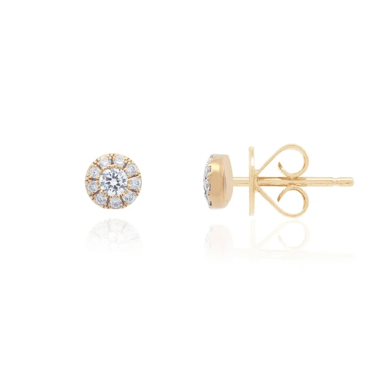 Oval Stud Earrings for Grace -Round Diamond Halo Stud Earrings